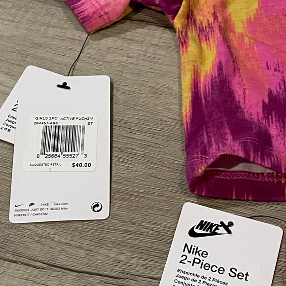Nike Baby Girls Boxy Tie Dye Shirt and Biker Shorts, 2 Piece Set 2T NWT - Picture 5 of 5